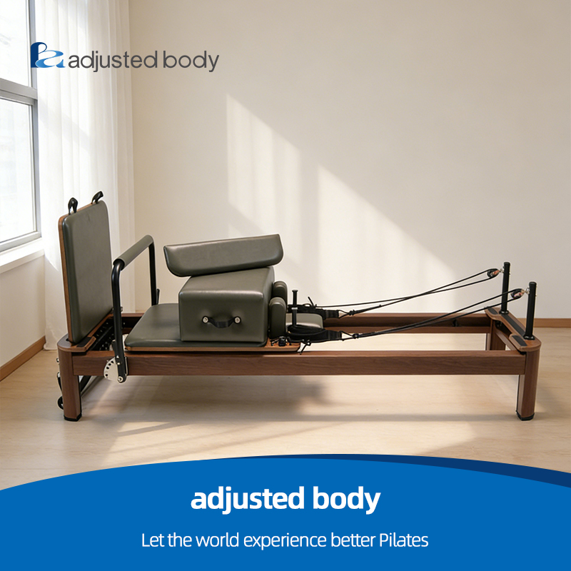 Walnut-colored Pilates Reformer